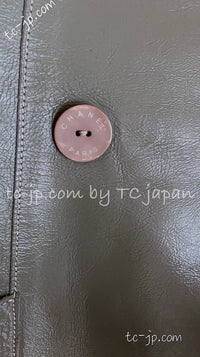 CHANEL 03C Gray Moss Calfskin Leather Camellia Jacket 38 シャネル モス グレー カメリア カーフスキン レザー ジャケット 即発