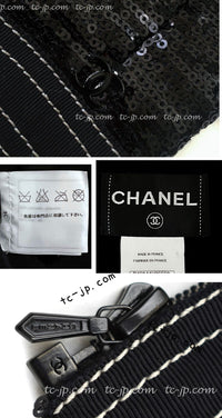 CHANEL 13C Black Sequins Cropped Party Zipper Jacket Keira Knightley 34 36 シャネル ブラック スパンコール クロップド丈 パーディー ジッパー ジャケット キーラ・ナイトレイ 着用 即発