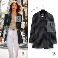 CHANEL 95A Vintage Black Beige Check Wool Tape Ribbon Tweed Jacket CC Button 36 38 シャネル ヴィンテージ ブラック ベージュ チェック 千鳥格子 柄 ウール テープ リボン ツイード ジャケット CCボタン 即発