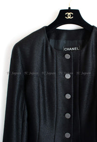 CHANEL 99A Vintage Black Cropped Collarless Jacket 38 40 シャネル ヴィンテージ ブラック ウール混合 ノーカラー ジャケット 即発
