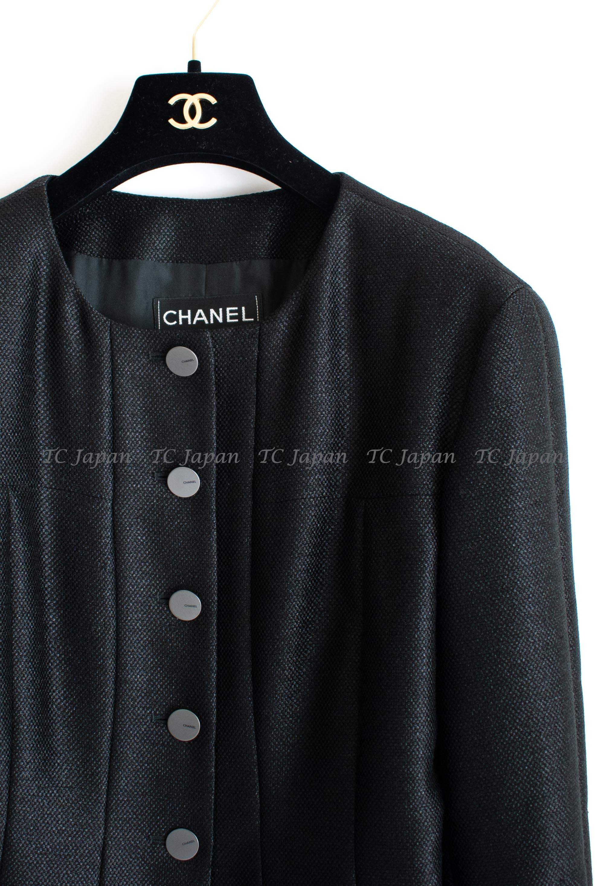 シャネル ジャケット CHANEL ヴィンテージ ブラック ウール混合 ノー