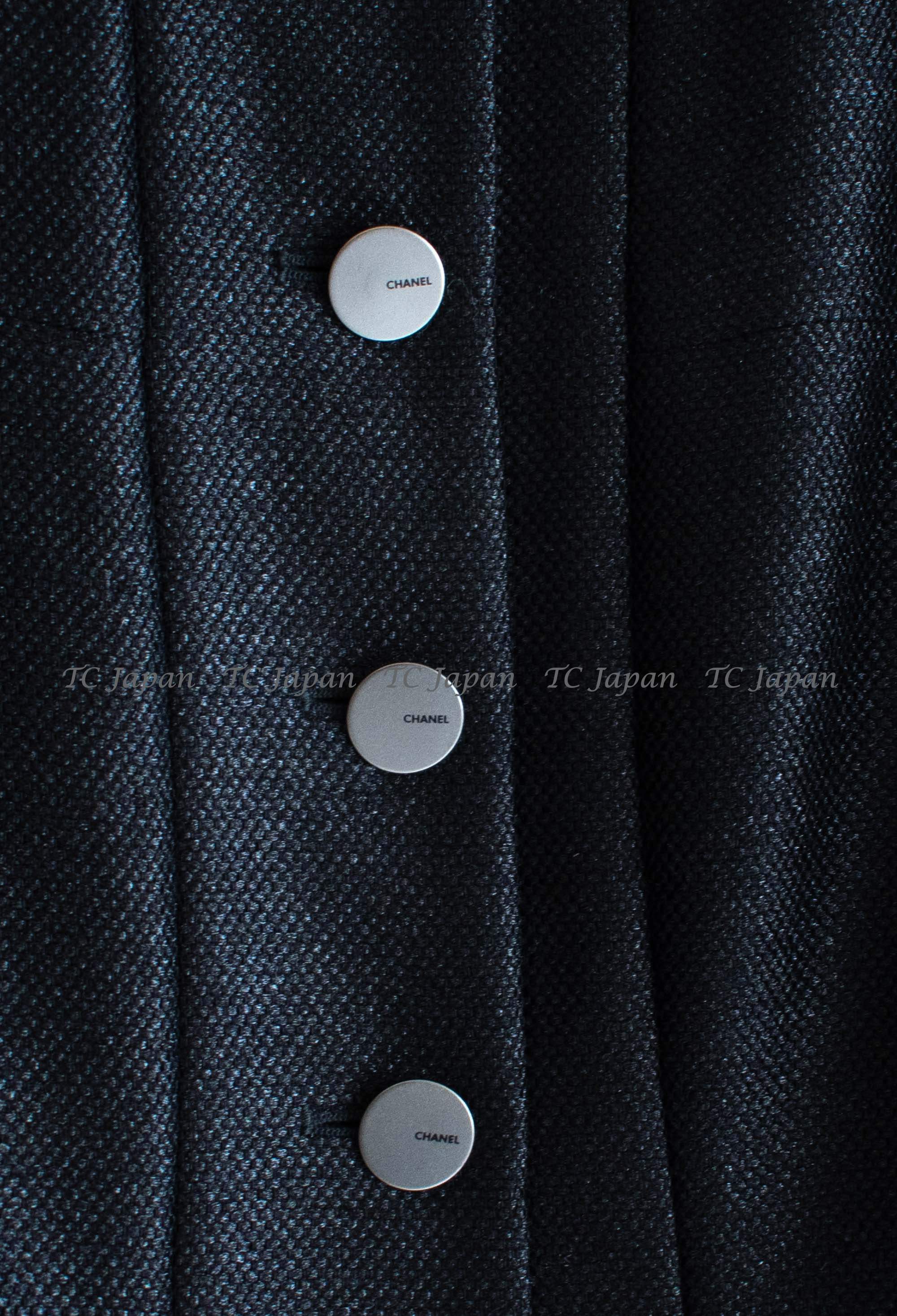 シャネル ジャケット CHANEL ヴィンテージ ブラック ウール混合 ノー