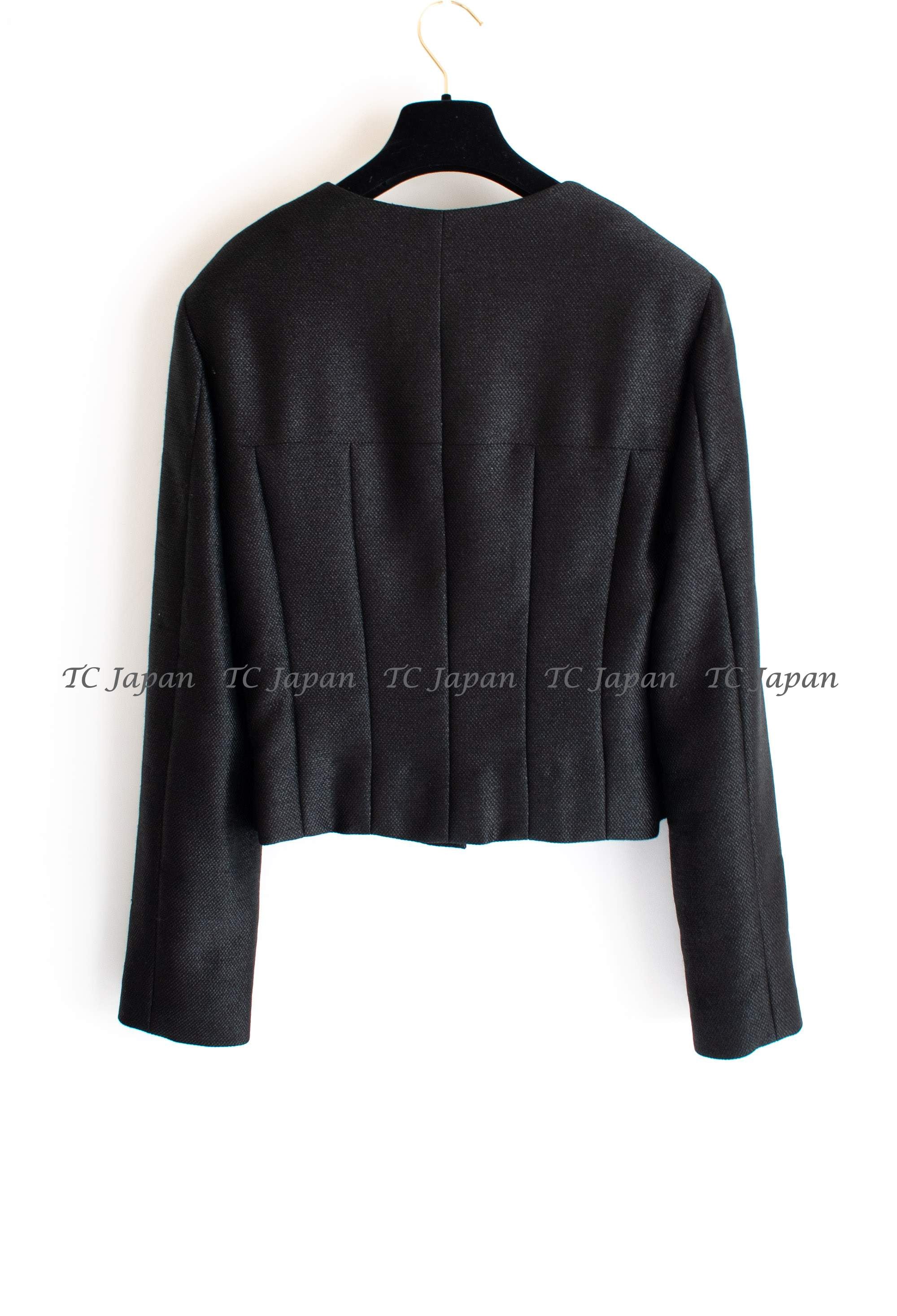 シャネル ジャケット CHANEL ヴィンテージ ブラック ウール混合 ノー