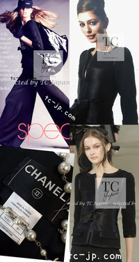 CHANEL 06A Black Wool Silk Ribbon Collarless Jacket Audrey Hepburn 38 3