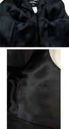 CHANEL 06A Black Wool Silk Ribbon Collarless Jacket Audrey Hepburn 38 シャネル ブラック ウール シルク リボン ノーカラー ジャケット オードリー ヘップバーン 即発