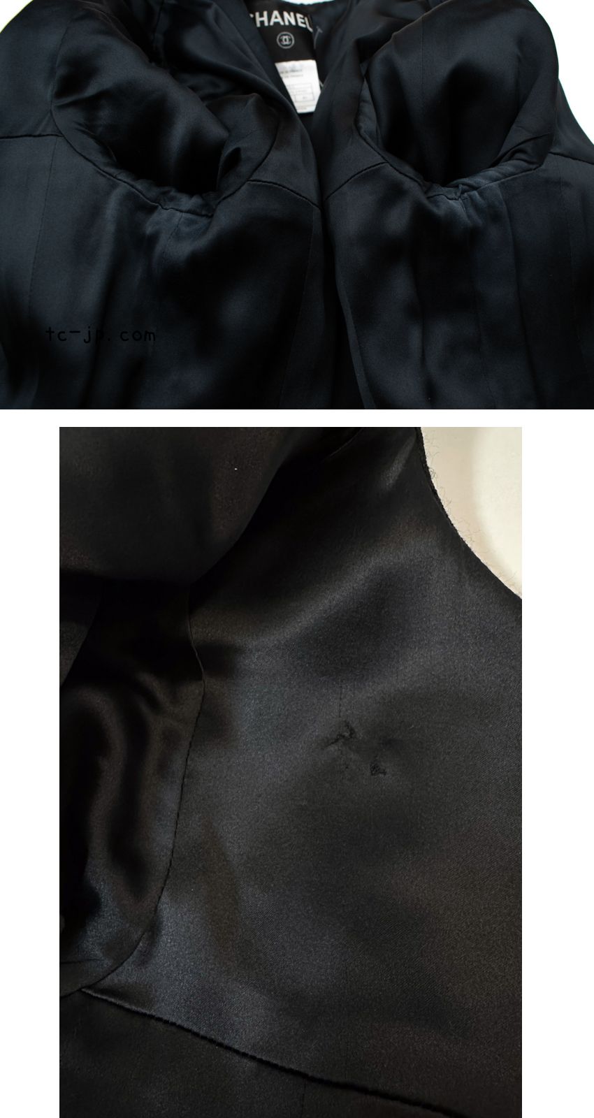 CHANEL 06A Black Wool Silk Ribbon Collarless Jacket Audrey Hepburn 38 シャネル ブラック ウール シルク リボン ノーカラー ジャケット オードリー ヘップバーン 即発