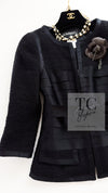 CHANEL 06A Black Wool Silk Ribbon Collarless Jacket Audrey Hepburn 38 シャネル ブラック ウール シルク リボン ノーカラー ジャケット オードリー ヘップバーン 即発