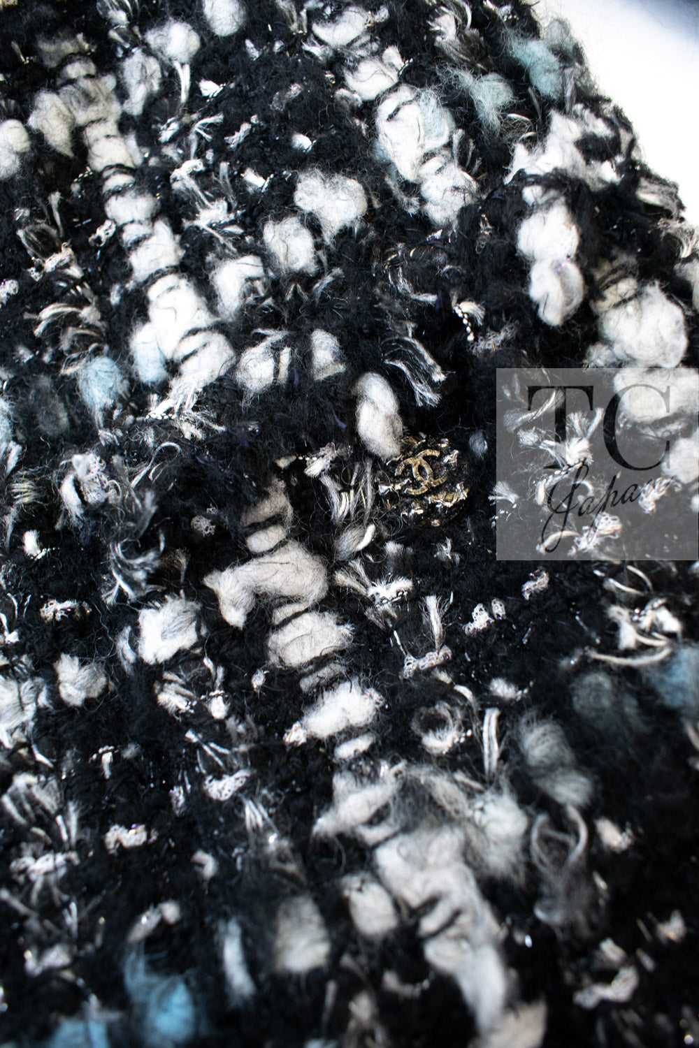 CHANEL 10A Black White Silver Fringe Trim Zipper Tweed Jacket 34 36 8