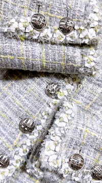 CHANEL 09S Light Gray Mint Cotton Wool Tweed Jacket Skirt Suit 34 36 シャネル ライト グレー ミント コットン ウール ツイード ジャケット スカート スーツ 即発 - TC JAPAN
