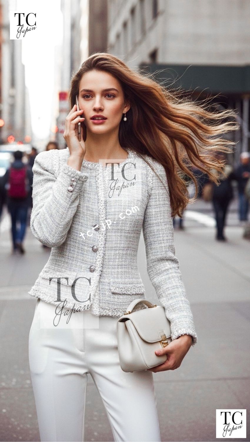 CHANEL 09S Light Gray Mint Cotton Wool Tweed Skirt 34 シャネル ライト グレー ミント コットン ウール ツイード スカート - TC JAPAN