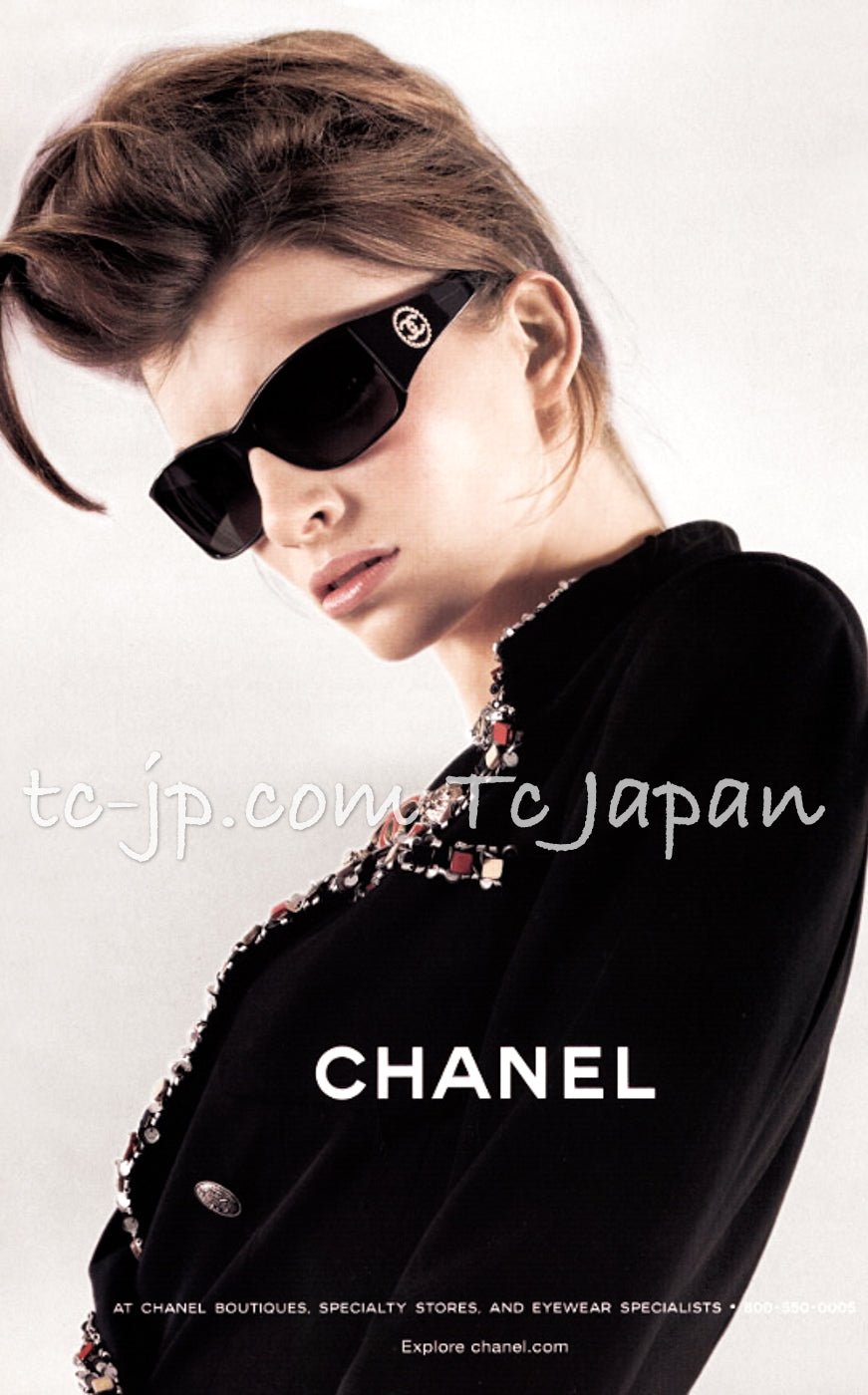 CHANEL 05C Blazer Jacket Black Beads Trim Wool 40 シャネル ブレザー ジャケット ブラック ビジュー トリミング ウール ミランダ カー着用