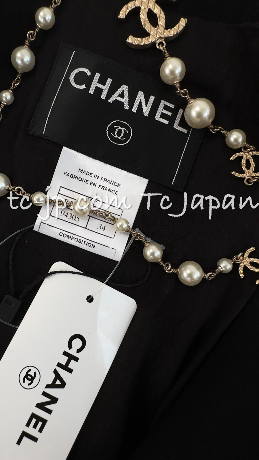 シャネル ブレザー ジャケット CHANEL ブラック ビジュー トリミング