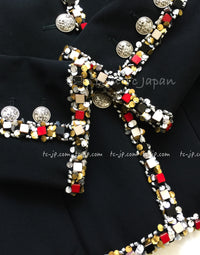 CHANEL 05C Black Beads Trim Wool Blazer Jacket Collectors Item 36 38 シャネル ブラック ビジュー トリミング ウール ブレザー ジャケット ミランダ カー着 即発