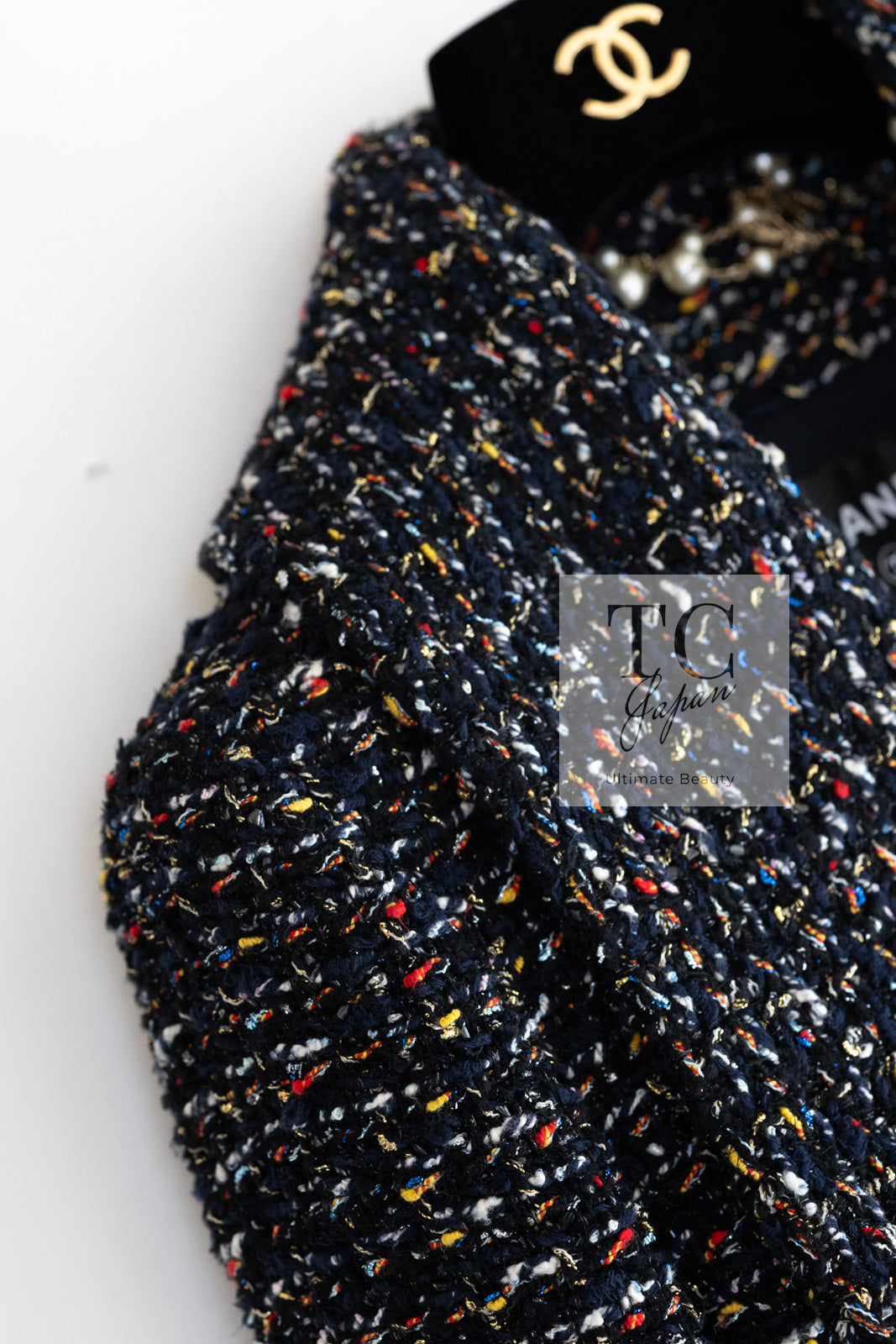 シャネルジャケット シャネル ブラック マルチカラー コットン ジッパー