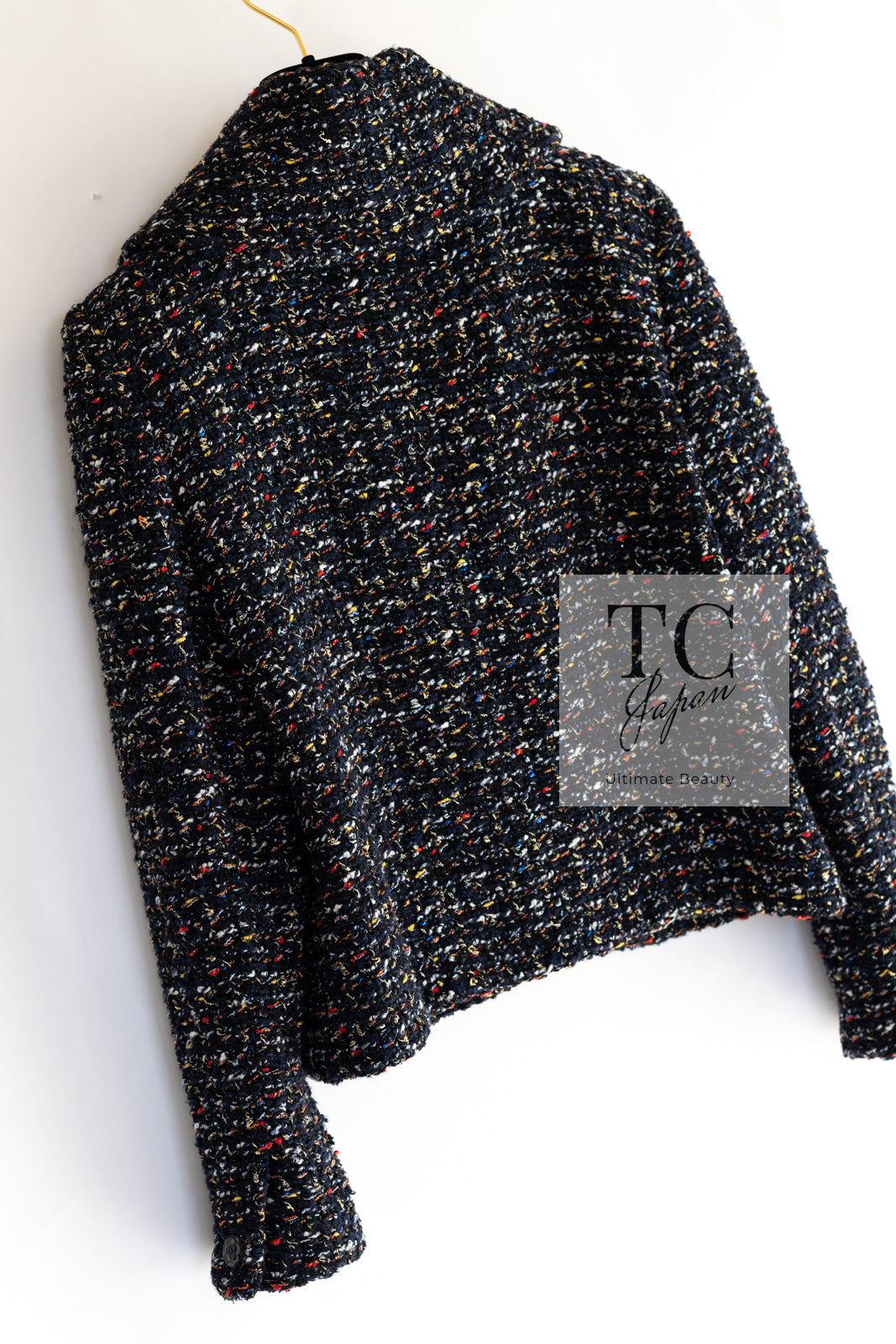 シャネルジャケット シャネル ブラック マルチカラー コットン ジッパー ファンタジー