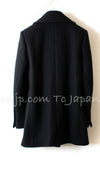 CHANEL 16PF Black Cashmere Gold Logo Button Double Coat 42 44 シャネル ブラック カシミア ゴールド ロゴ ボタン ダブル ピーコート 即発