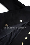 CHANEL 16PF Black Cashmere Gold Logo Button Double Coat 42 44 シャネル ブラック カシミア ゴールド ロゴ ボタン ダブル ピーコート 即発