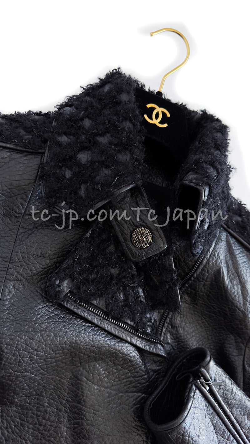 CHANEL 12A Black Motorcycle Lambskin Leather Jacket 38 40 シャネル ブラック モーターサイクル ラムスキン レザー ジャケット 即発