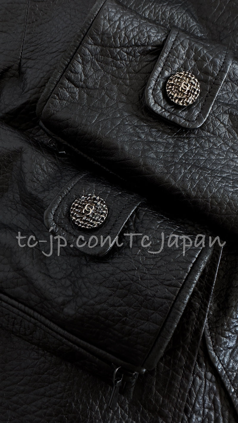 CHANEL 12A Black Motorcycle Lambskin Leather Jacket 38 40 シャネル ブラック モーターサイクル ラムスキン レザー ジャケット 即発