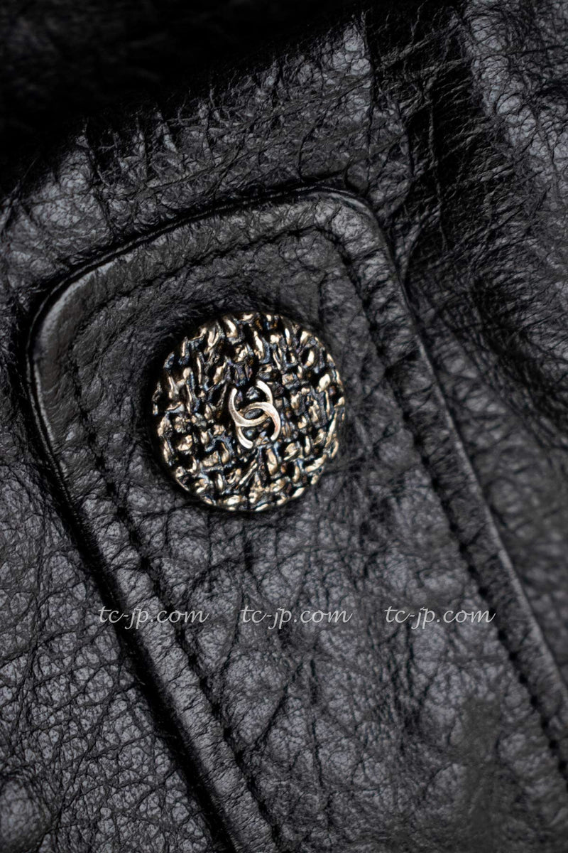 CHANEL 12A Black Motorcycle Lambskin Leather Jacket 38 40 シャネル ブラック モーターサイクル ラムスキン レザー ジャケット 即発