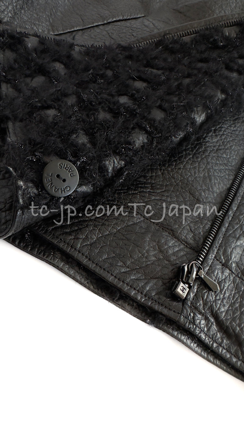 CHANEL 12A Black Motorcycle Lambskin Leather Jacket 38 40 シャネル ブラック モーターサイクル ラムスキン レザー ジャケット 即発