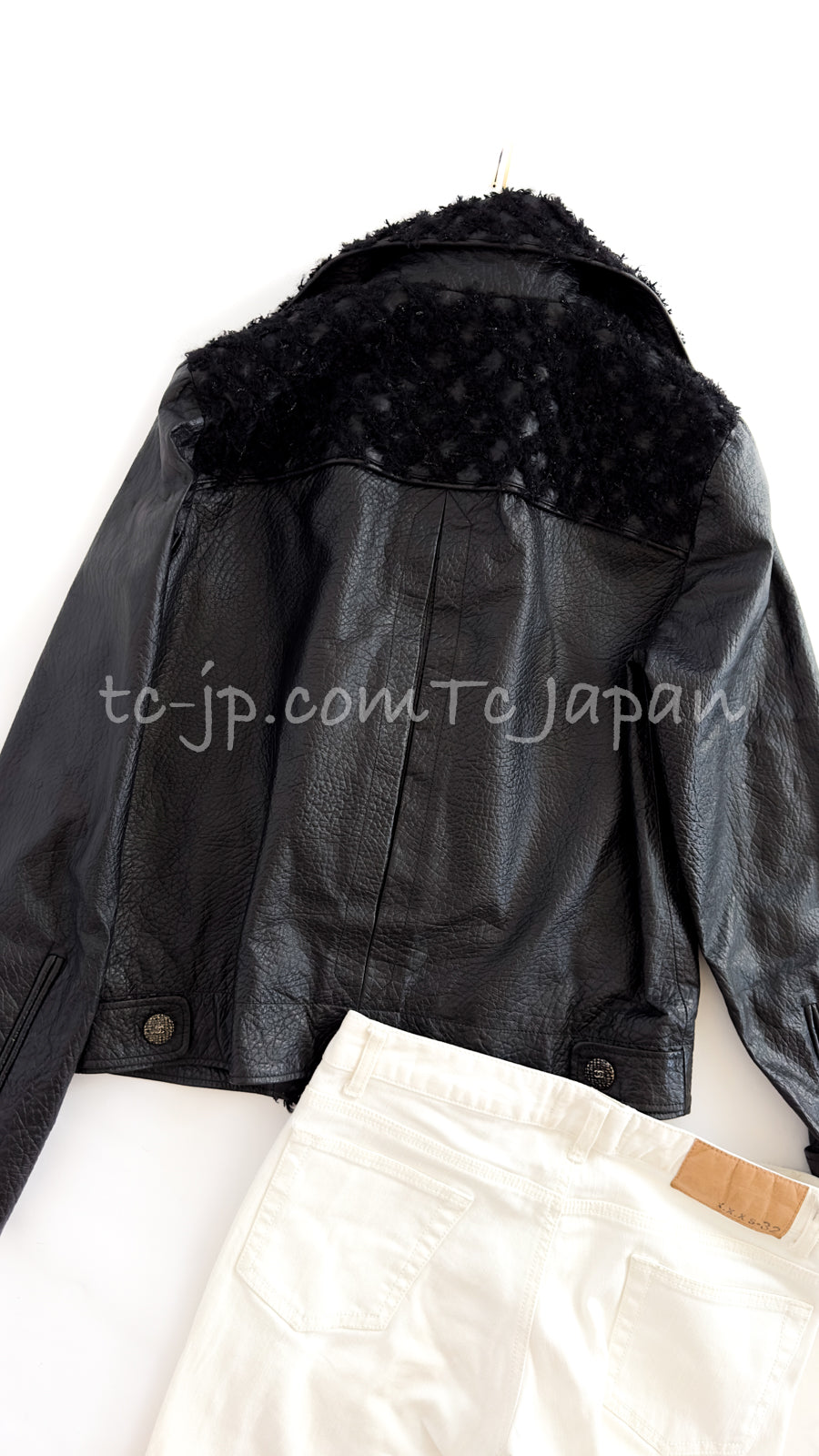 シャネル ジャケット CHANEL ブラック モーターサイクル ラムスキン