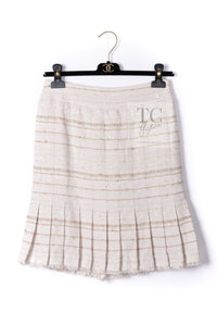 CHANEL 04S Ivory Beige Pink Cotton Tweed Coat 38 40 シャネル 生成り ベージュ ピンク コットン ツイード コート 即発