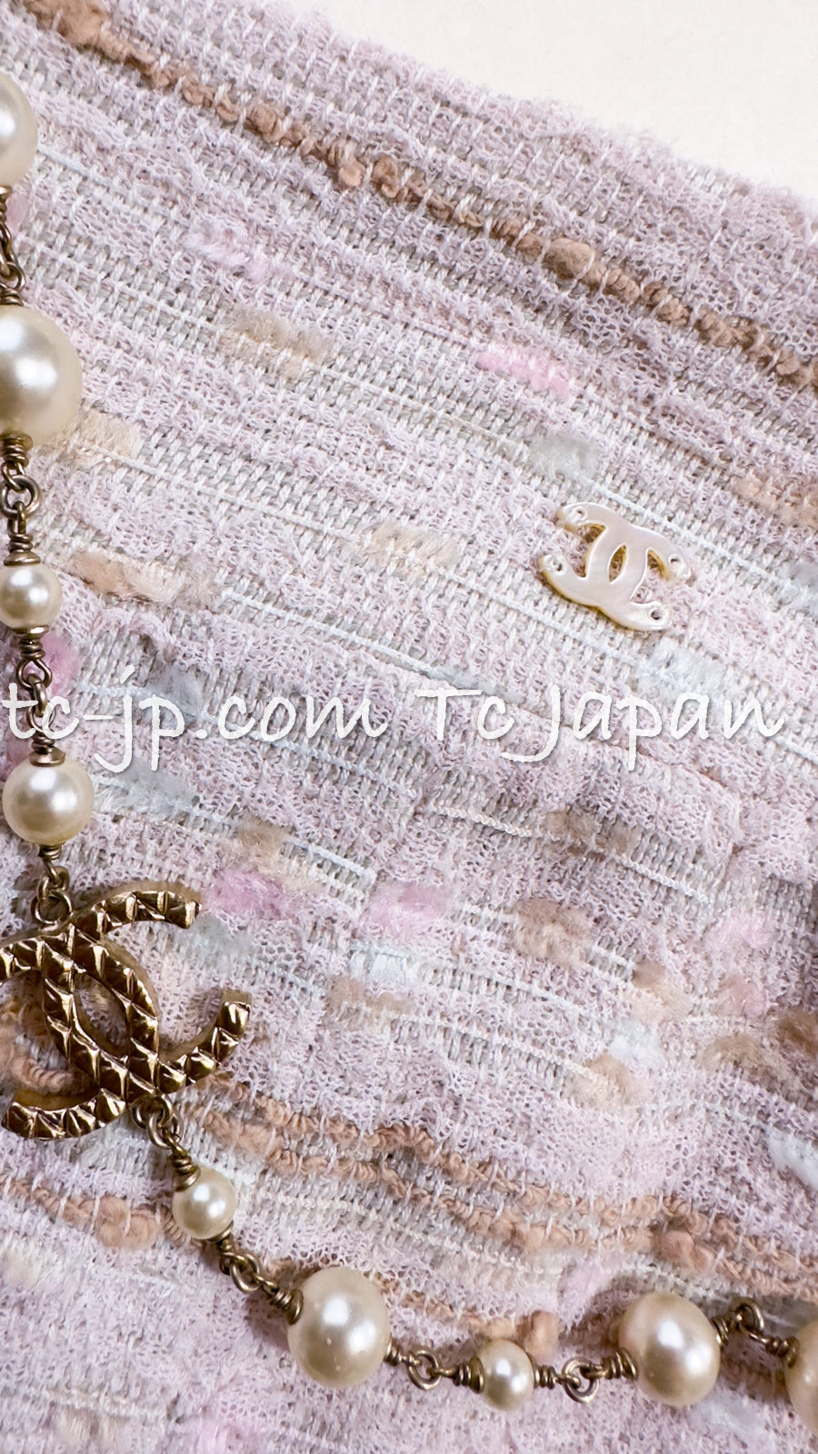 CHANEL 04S Ivory Beige Pink Cotton Tweed Coat 38 40 シャネル 生成り ベージュ ピンク コットン ツイード コート 即発