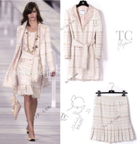 CHANEL 04S Ivory Beige Pink Cotton Tweed Coat 38 40 シャネル 生成り ベージュ ピンク コットン ツイード コート 即発
