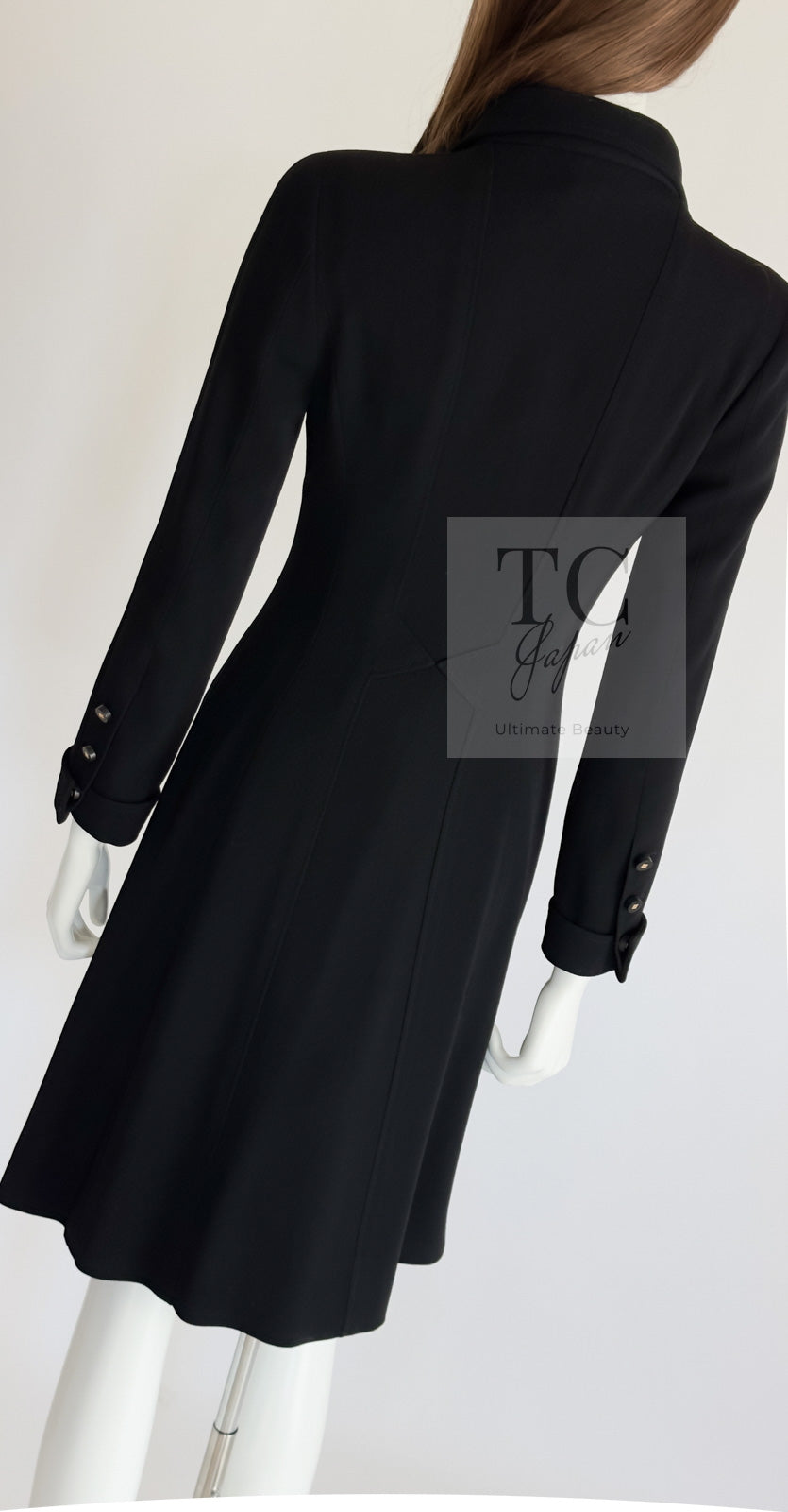 CHANEL 96A Vintage Black Wool Jacket Coat CC Gold Button 34 シャネル ヴィンテージ ブラック ウール ジャケット コート ココボタン 即発