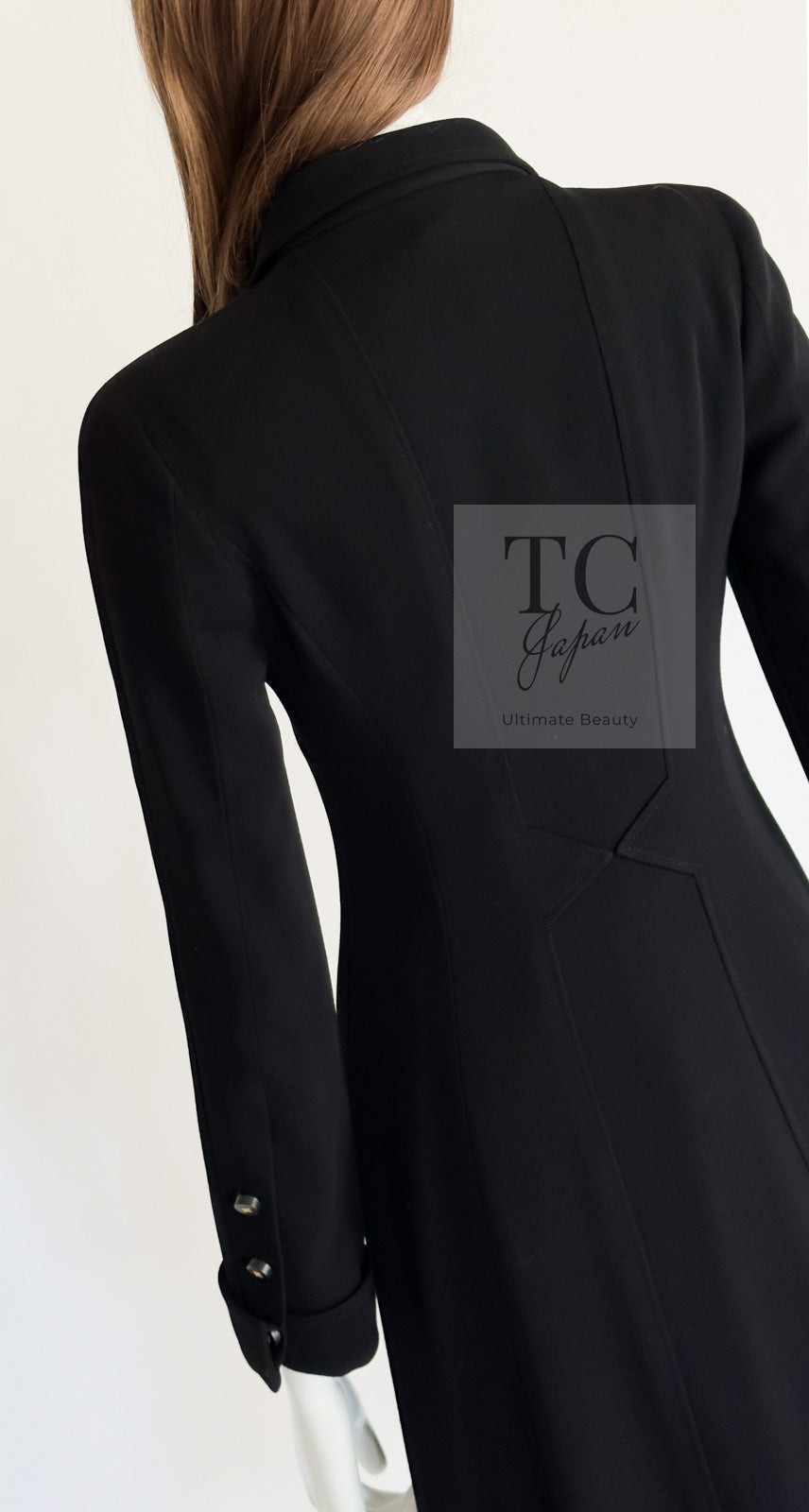 CHANEL 96A Vintage Black Wool Jacket Coat CC Gold Button 34 シャネル ヴィンテージ ブラック ウール ジャケット コート ココボタン 即発