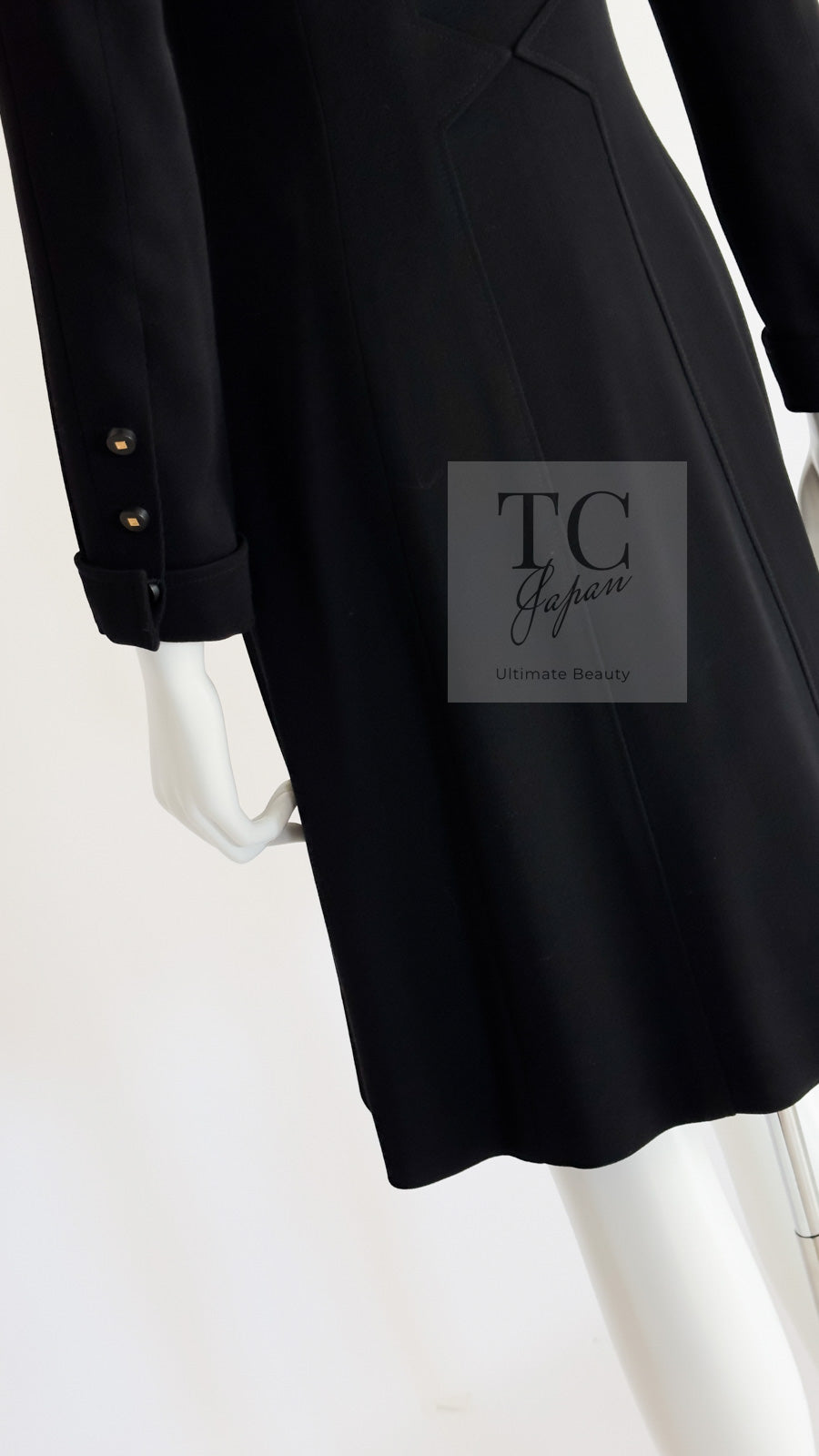 CHANEL 96A Vintage Black Wool Jacket Coat CC Gold Button 34 シャネル ヴィンテージ ブラック ウール ジャケット コート ココボタン 即発