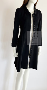 CHANEL 96A Vintage Black Wool Jacket Coat CC Gold Button 34 シャネル ヴィンテージ ブラック ウール ジャケット コート ココボタン 即発
