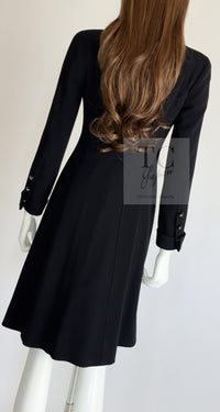 CHANEL 96A Vintage Black Wool Jacket Coat CC Gold Button 34 シャネル ヴィンテージ ブラック ウール ジャケット コート ココボタン 即発