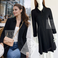 CHANEL 96A Vintage Black Wool Jacket Coat CC Gold Button 34 シャネル ヴィンテージ ブラック ウール ジャケット コート ココボタン 即発