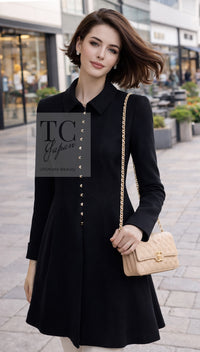 CHANEL 96A Vintage Black Wool Jacket Coat CC Gold Button 34 シャネル ヴィンテージ ブラック ウール ジャケット コート ココボタン 即発