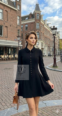 CHANEL 96A Vintage Black Wool Jacket Coat CC Gold Button 34 シャネル ヴィンテージ ブラック ウール ジャケット コート ココボタン 即発