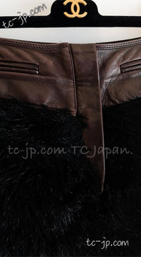 CHANEL 10A Burgundy Brown Black Leather Skirt 38 シャネル バーガンディー ブラウン ブラック ラムレザー スカート 即発