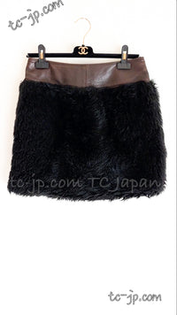 CHANEL 10A Burgundy Brown Black Leather Skirt 38 シャネル バーガンディー ブラウン ブラック ラムレザー スカート 即発