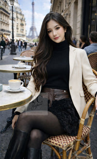 CHANEL 10A Burgundy Brown Black Leather Skirt 38 シャネル バーガンディー ブラウン ブラック ラムレザー スカート 即発