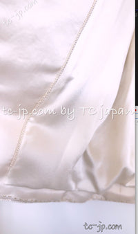 CHANEL 12PF Ivory Creme Metallic Silk Collar Mohair Tweed Coat 38 40 42 シャネル アイボリー クリーム メタリック シルク襟 モヘア ツイード コート 即発