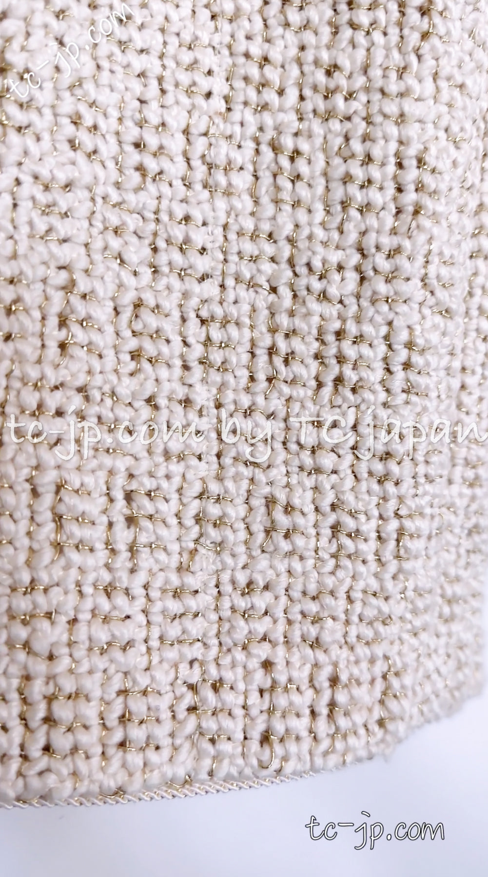 シャネル コート CHANEL アイボリー クリーム メタリック シルク襟