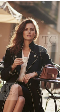 CHANEL 15PF Salzburg Black Wool Coat Gripoix Buttons 34 36 38 シャネル ザルツブルグ ブラック ウール コート グリポワ宝石ボタン 即発