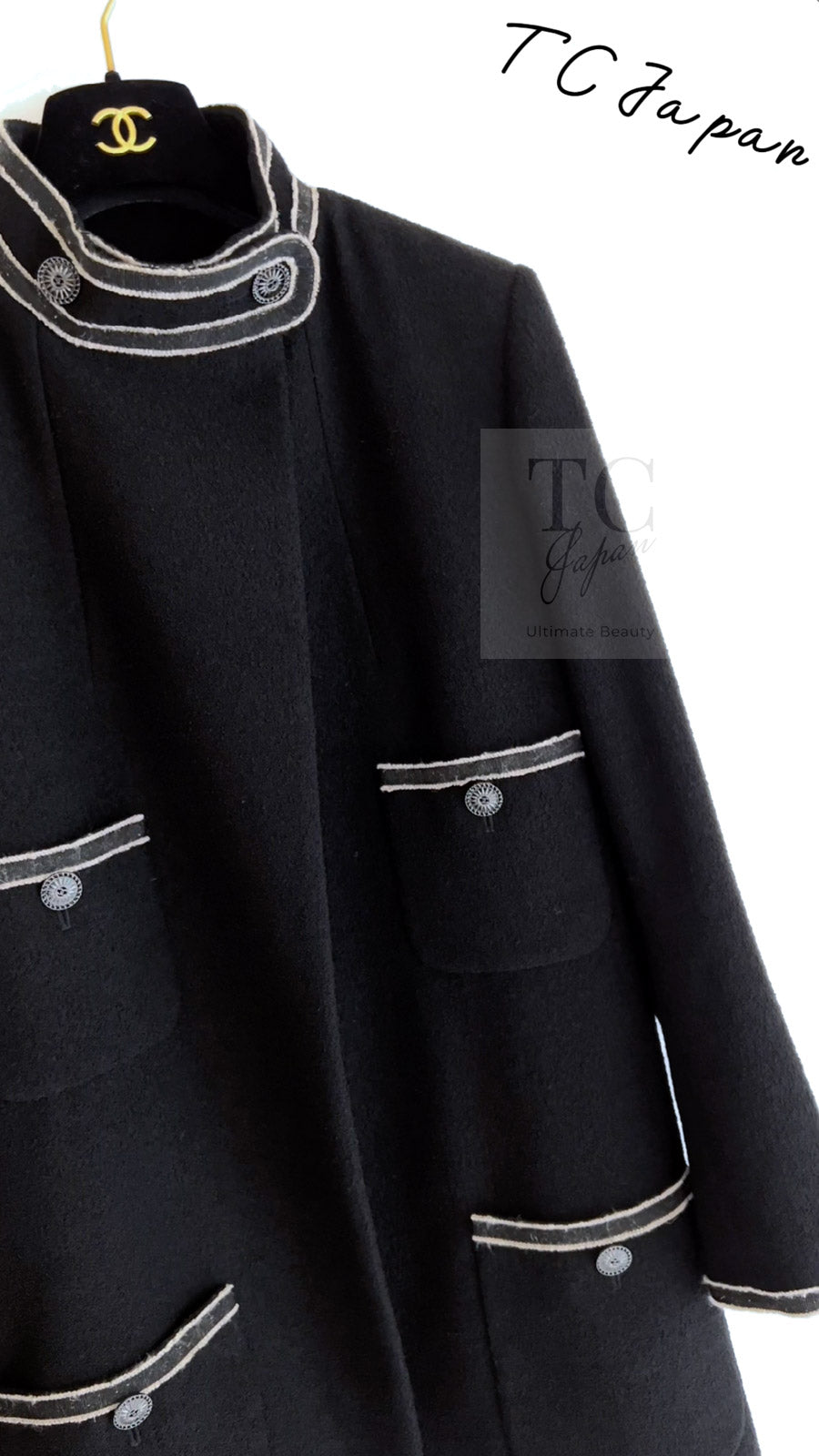 CHANEL 14C Black Stand Collar Wool Jacket Coat 38 シャネル ブラック スタンド襟 ウール ジャケット コート 即発