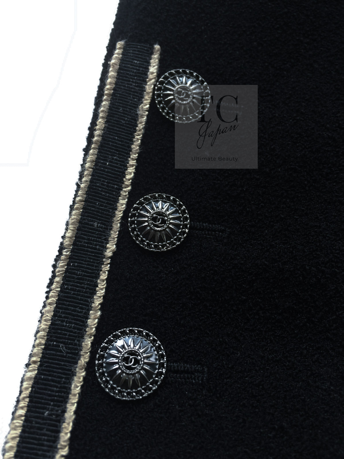 CHANEL 14C Black Stand Collar Wool Jacket Coat 38 シャネル ブラック スタンド襟 ウール ジャケット コート 即発