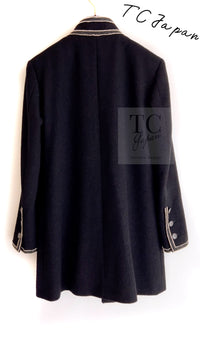 CHANEL 14C Black Stand Collar Wool Jacket Coat 38 シャネル ブラック スタンド襟 ウール ジャケット コート 即発