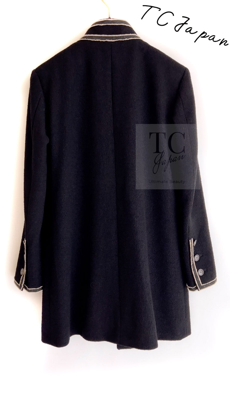 CHANEL 14C Black Stand Collar Wool Jacket Coat 38 シャネル ブラック スタンド襟 ウール ジャケット コート 即発