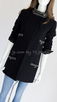 CHANEL 14C Black Stand Collar Wool Jacket Coat 36 シャネル ブラック スタンド襟 ジャケット コート 即発