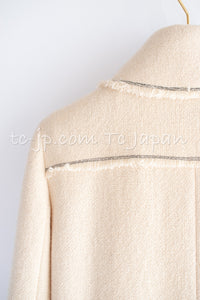 CHANEL 04A Ivory Black Wool 100% Tweed Coat 38 シャネル アイボリー ブラック ウール100% ツイード コート 即発