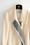 CHANEL 04A Ivory Black Wool 100% Tweed Coat 38 シャネル アイボリー ブラック ウール100% ツイード コート 即発